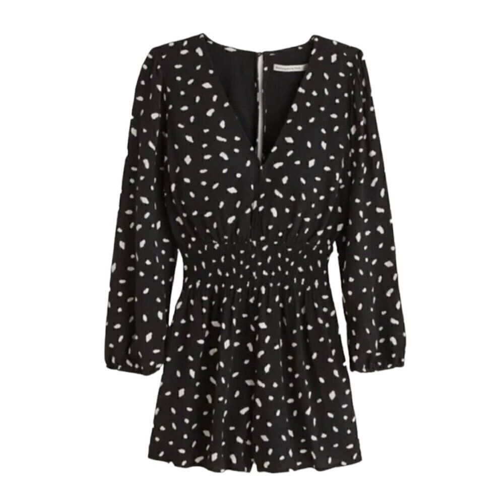 Abercrombie & Fitch Black and White Polka Dot Shorts Romper, Small